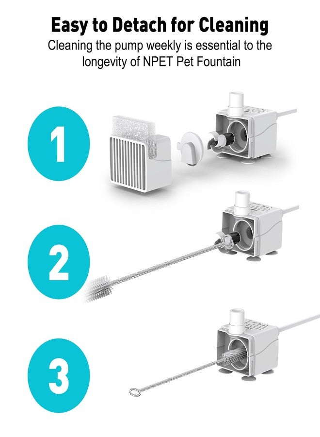 إنبيت نافورة مياه للكلاب NPET DF10، سعة 170 أونصة/1.3 جالون/5 لتر، موزع مياه أوتوماتيكي كبير للحيوانات الأليفة، نافورة مياه للقطط مع طقم تنظيف، فلتر بديل للقطط والكلاب والحيوانات الأليفة المتعددة (مضخة بديلة). - Image 4